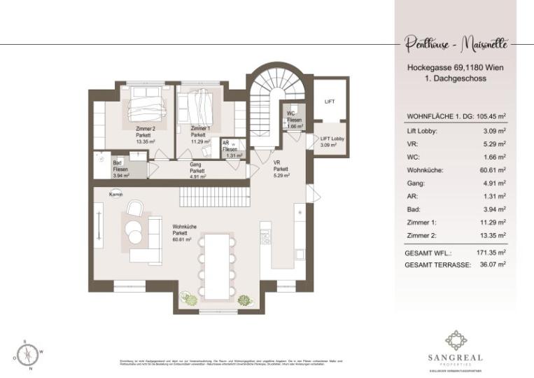 Luksuriøs penthouse maisonette med panoramaudsigt